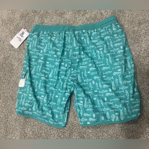 Reel Life Board Shorts Men's Size XL Green All Over Print Fish Swimwear Beach - Picture 2 of 3